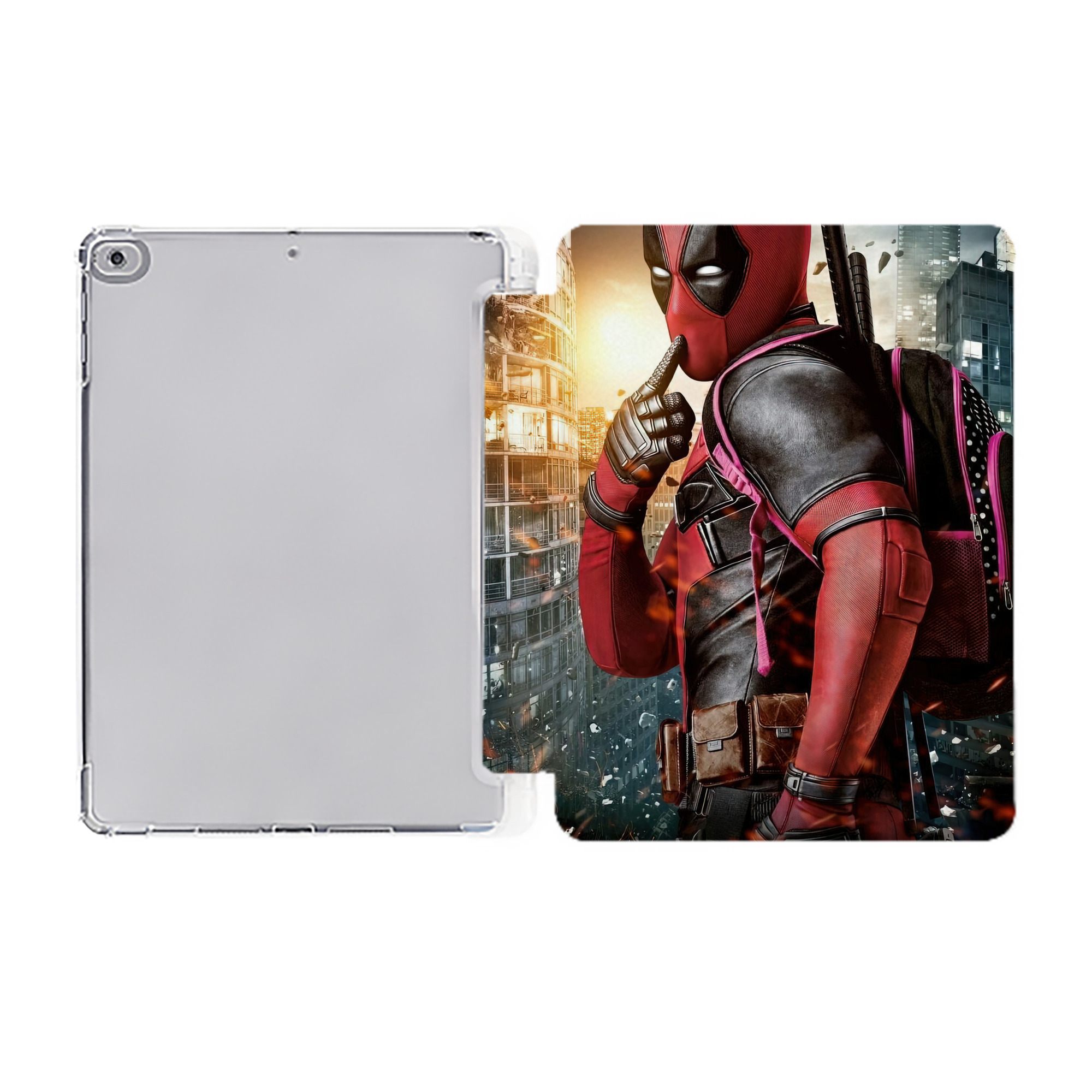 （画像用） Deadpool デッドプール IPad ケース ペン収納付き 三つ折りスタンド PUレザー×シリコン 対応機種9.5/10.5/10.9インチ